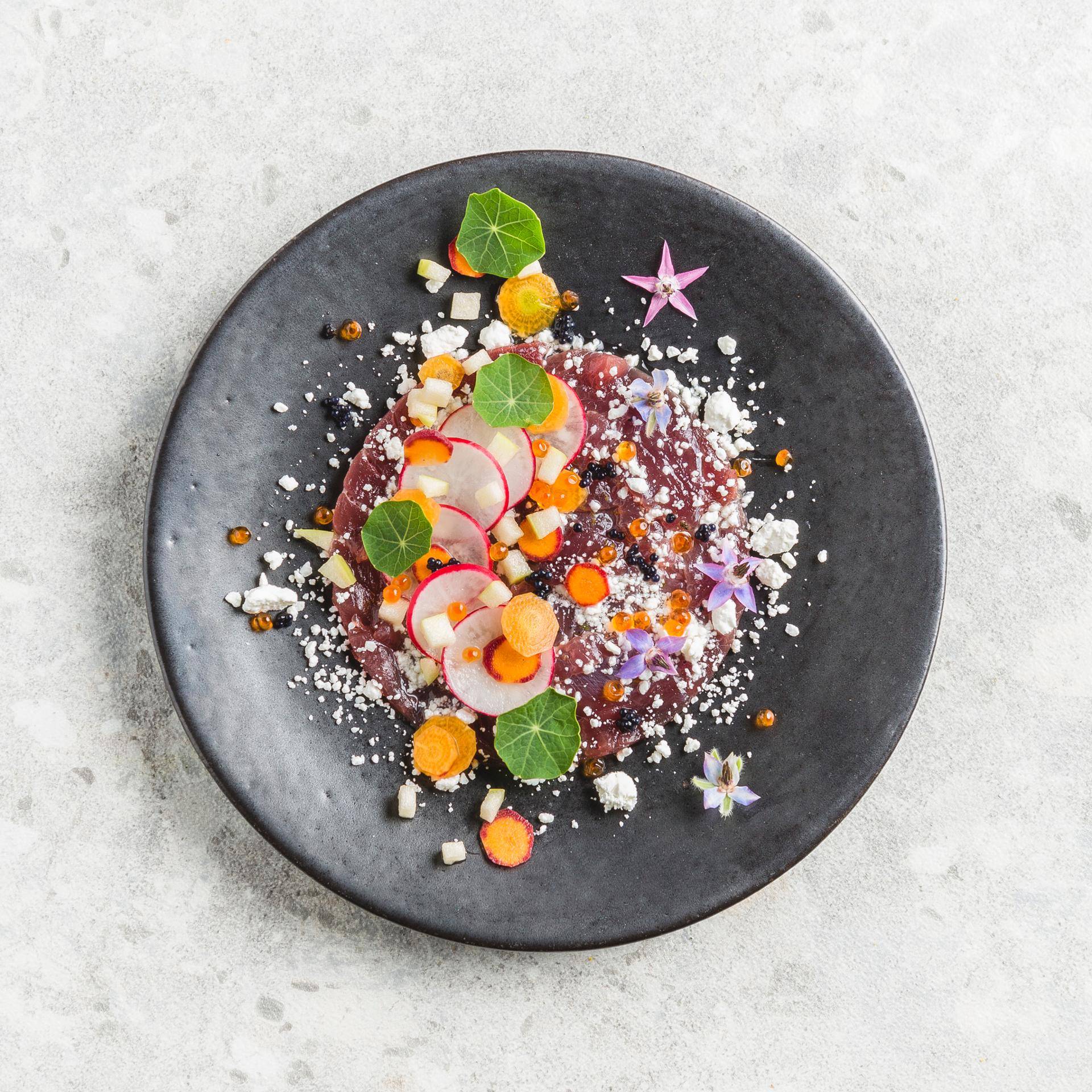 Carpaccio de thon rouge aux agrumes neige de Feta - Recette Companion | Moulinex