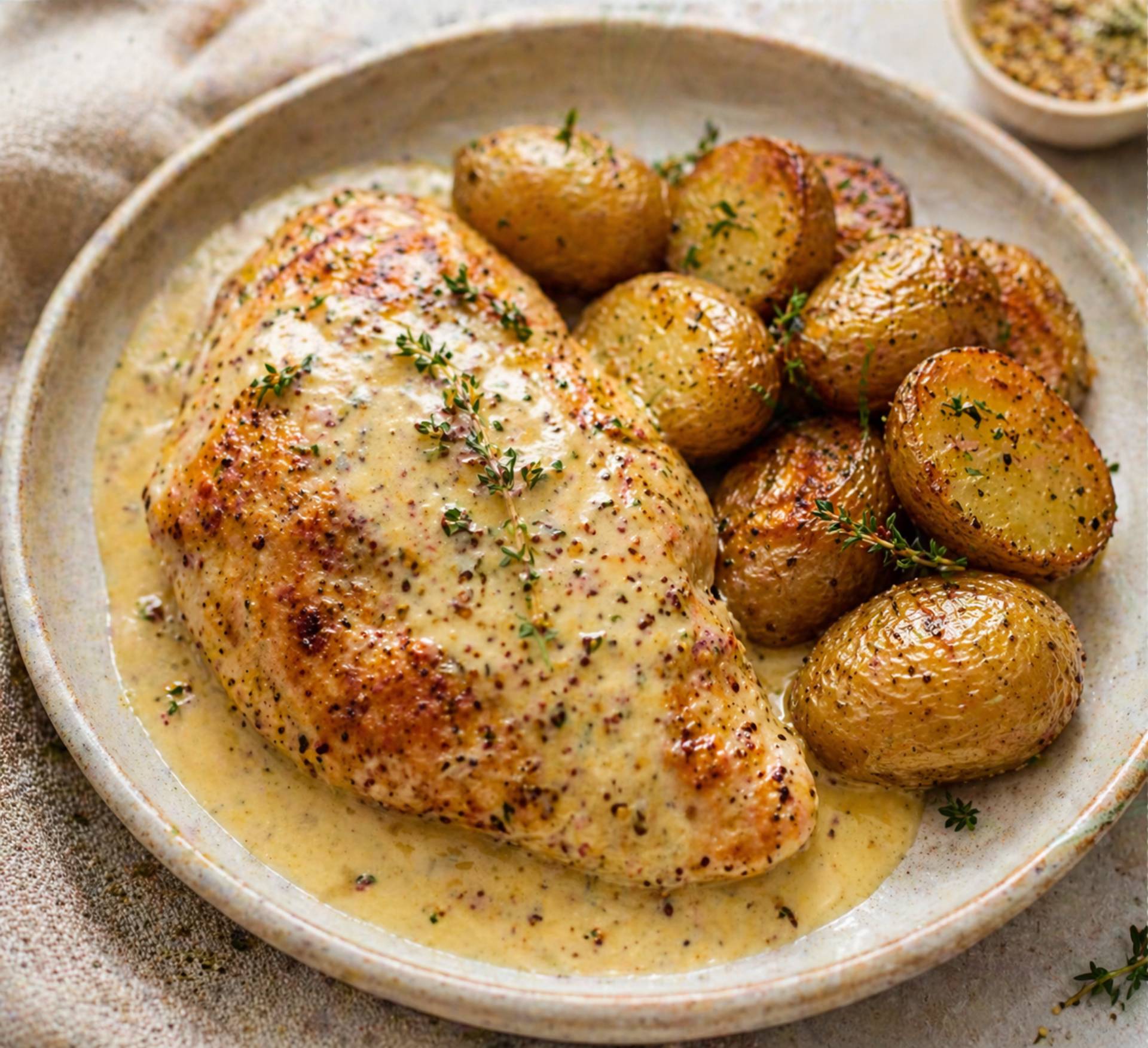 Poulet à la crème de moutarde au miel - Recette Cookeo | Moulinex