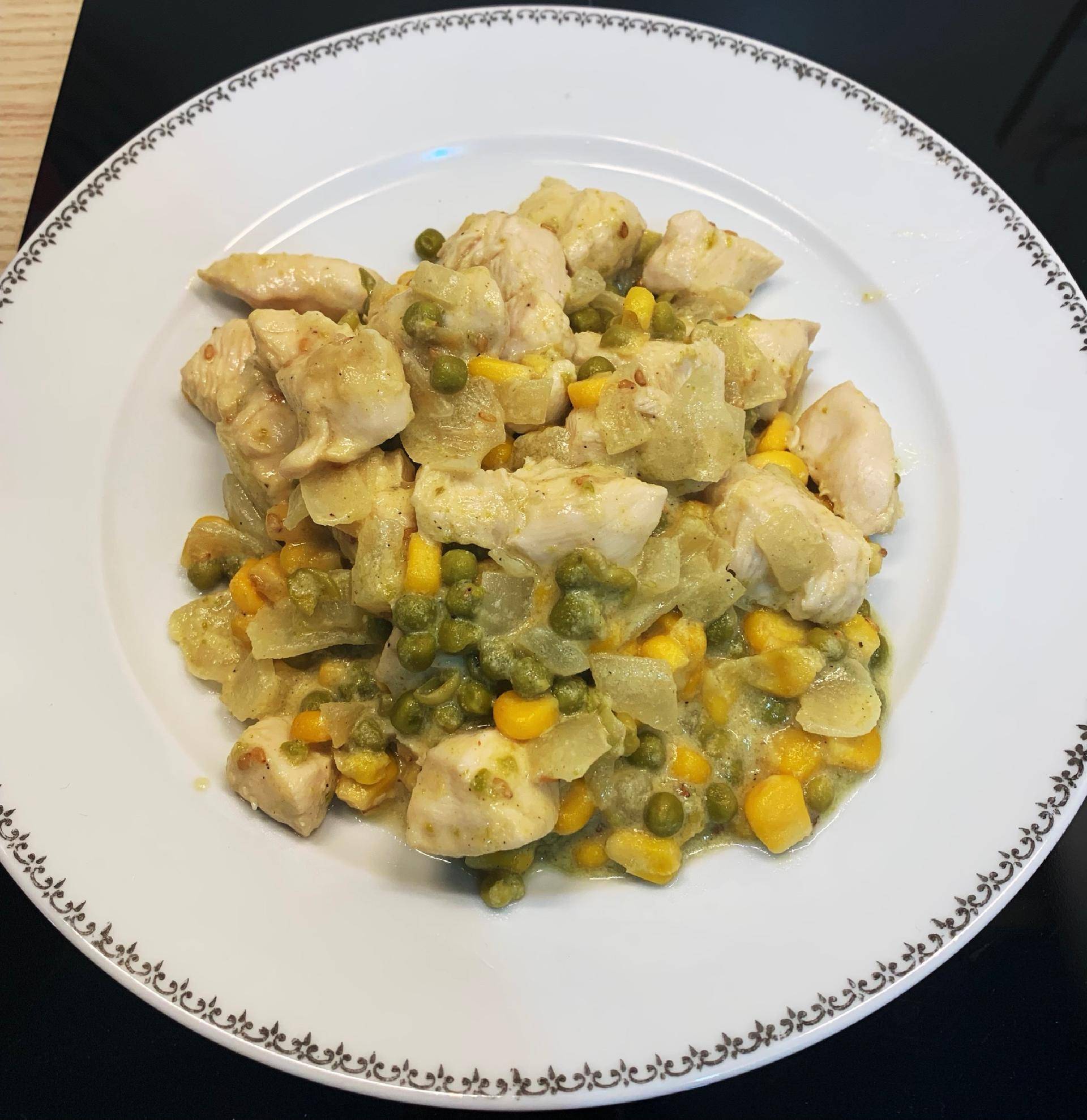 Poulet miel moutarde petits pois & maïs - Recette Cookeo V3 | Moulinex