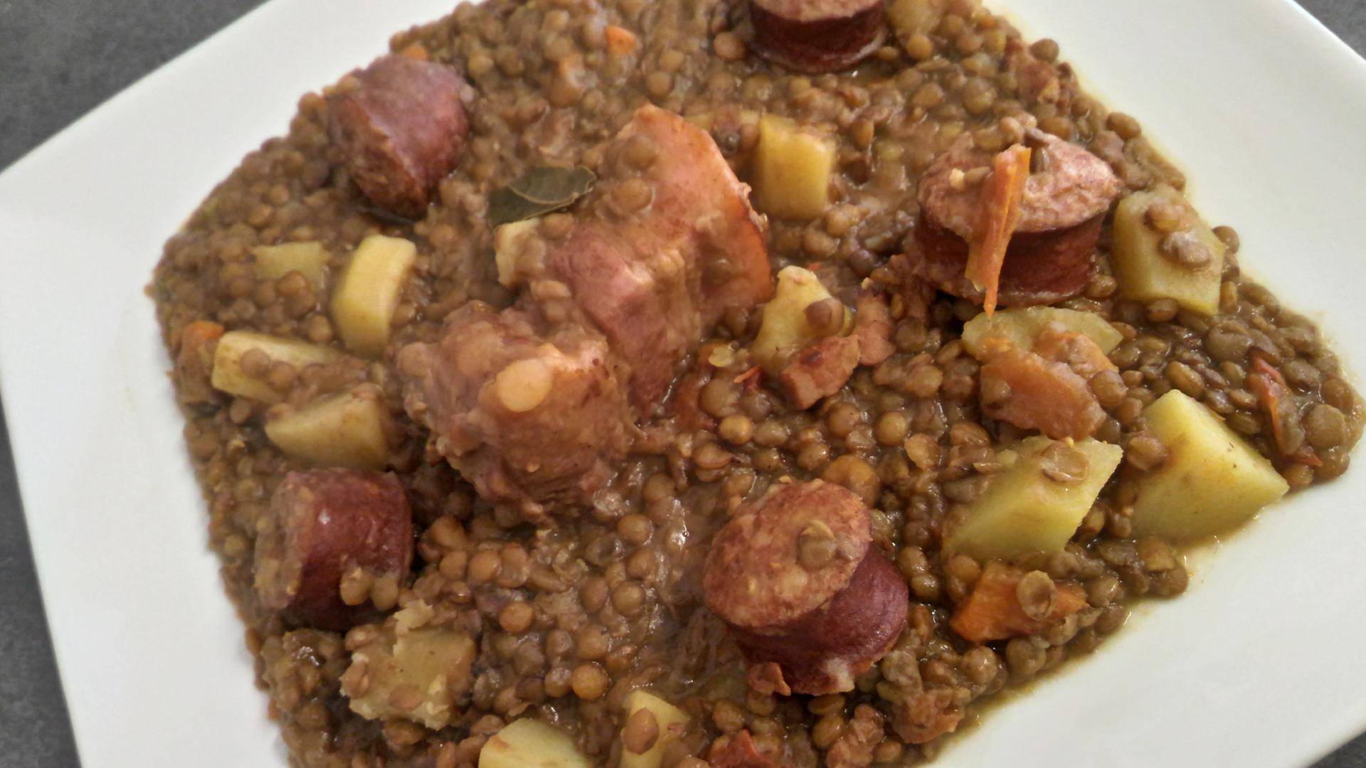 Lentilles au Saucisses et poitrine - Recette Cookeo | Moulinex