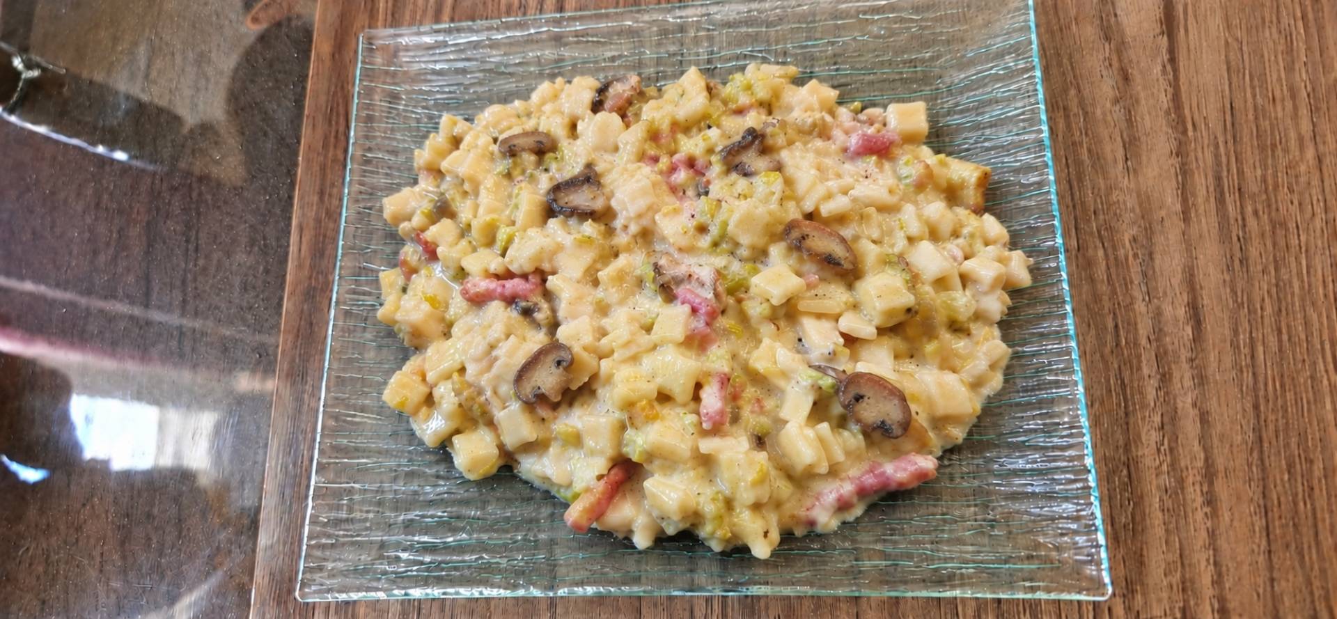 Crozets aux lardons et douceur verte - Recette Cookeo Infinity Autostir | Moulinex