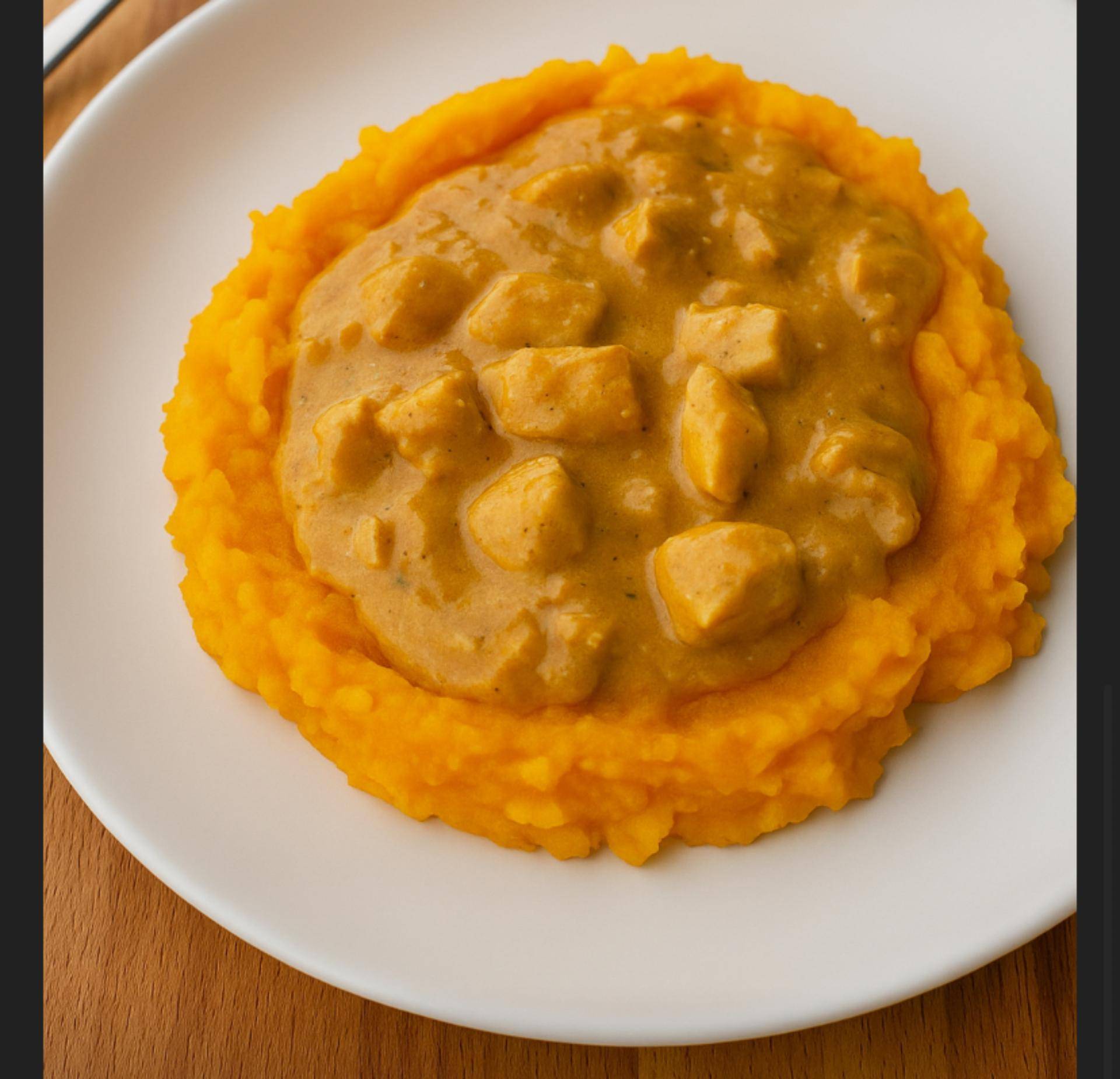 Poulet en sauce crémeuse aux épices douces et purée de butternut - Recette Cookeo | Moulinex