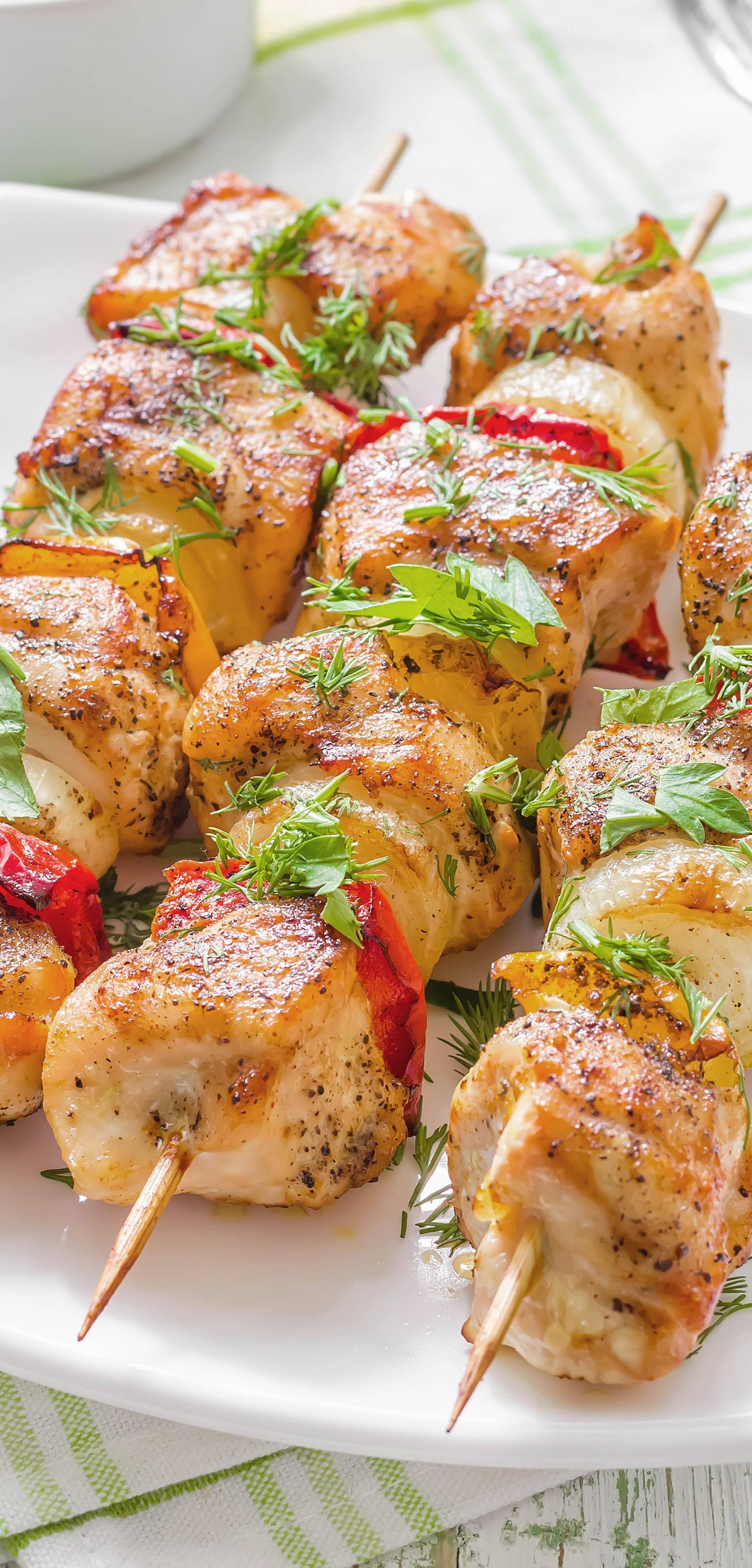 Spiesjes met kip en paprika - Recette Dual EasyFry&Grill | Moulinex