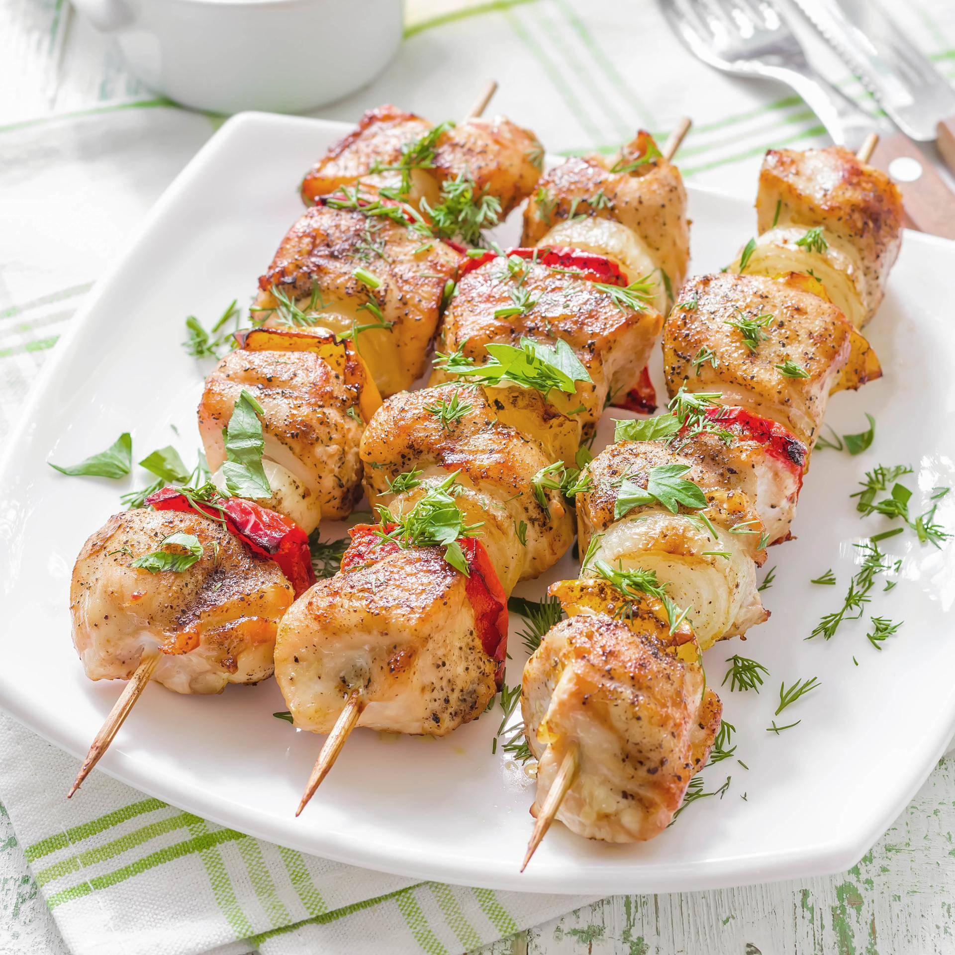 Spiesjes met kip en paprika - Recette Dual EasyFry&Grill | Moulinex