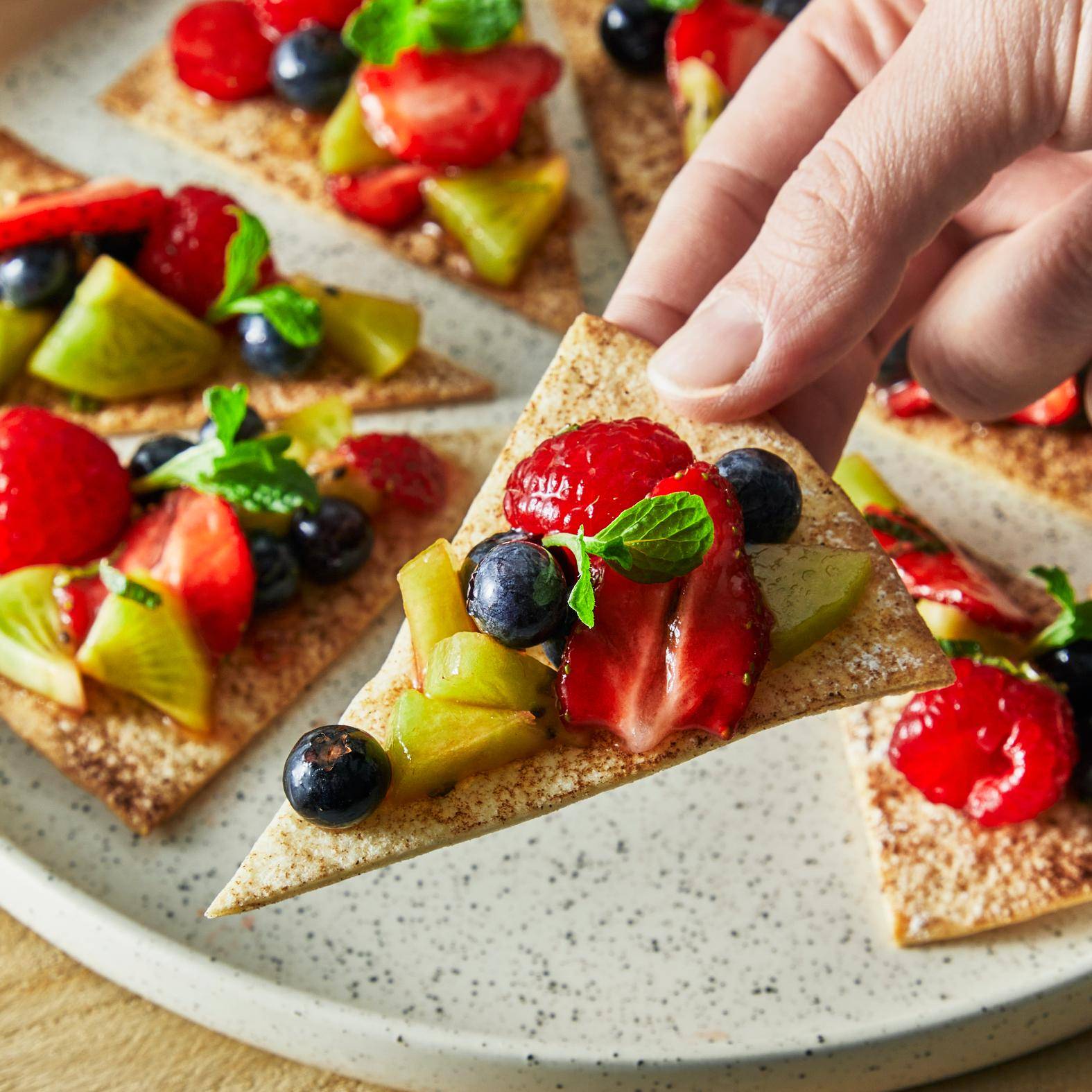 Salsa aux fruits et chips de cannelle - Recette Easy Fry Max | Moulinex