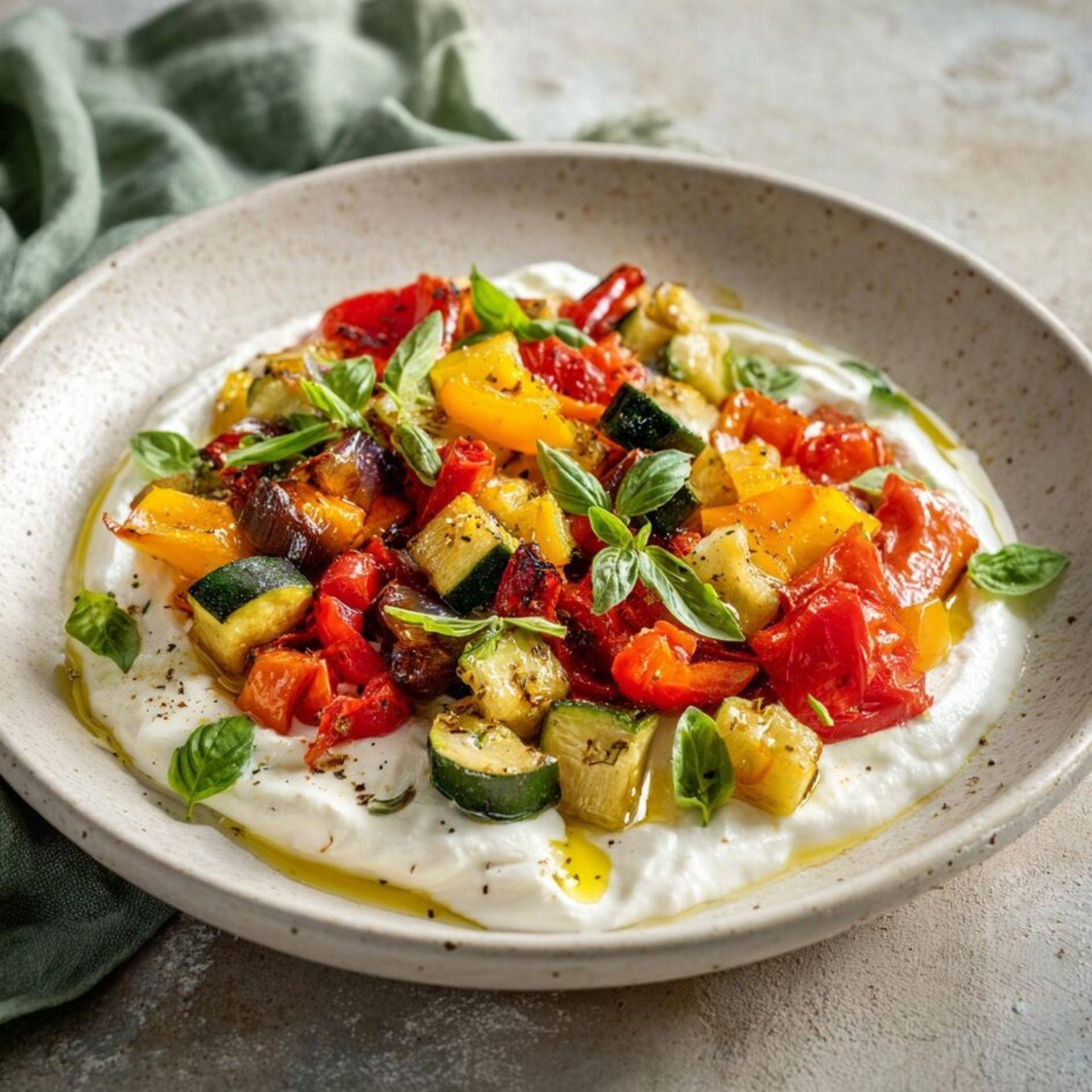 Légumes à la méditerranéenne rôtis, sauce au yaourt - Recette Companion Connect | Moulinex