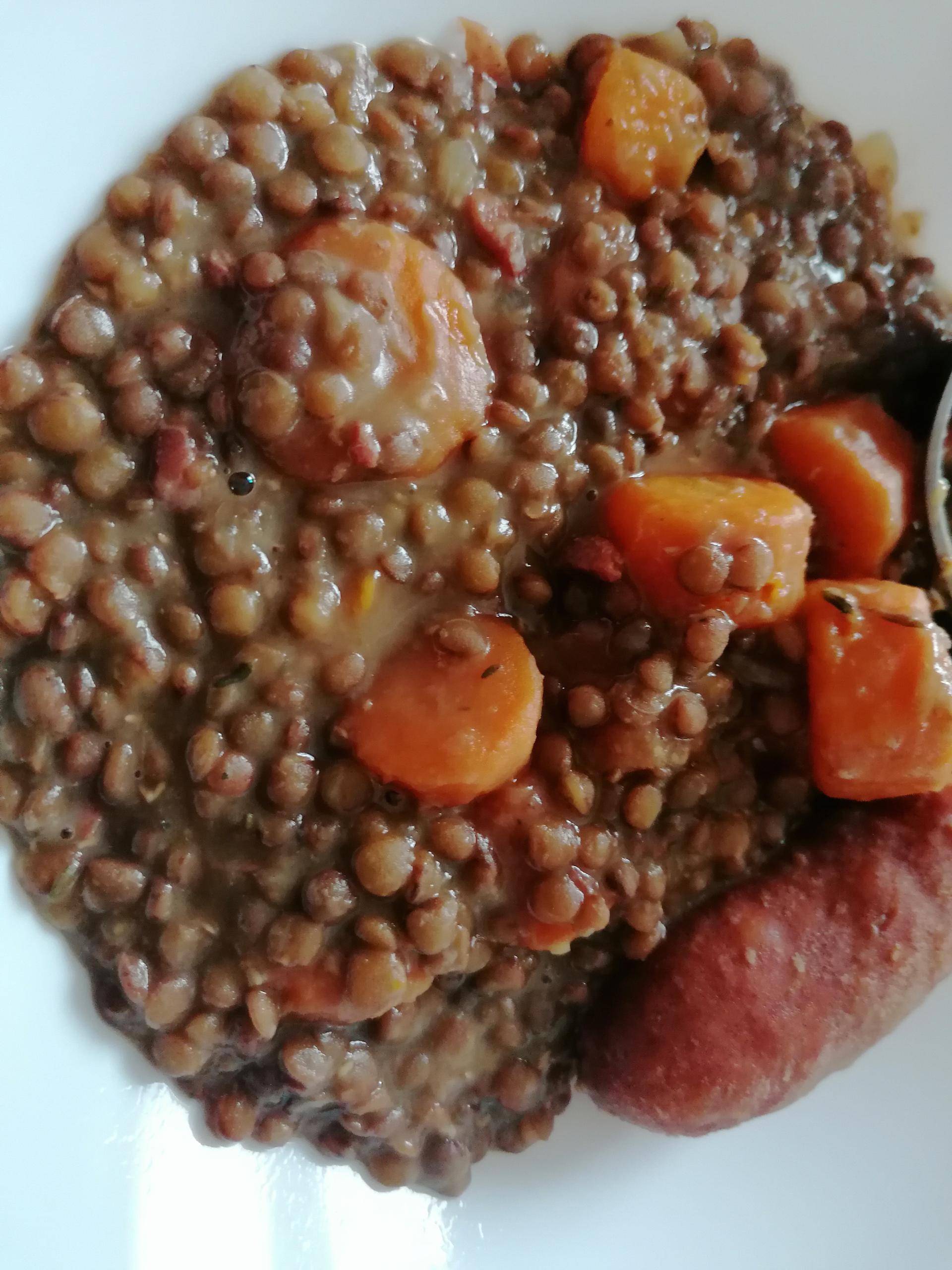Saucisses lentilles blondes carottes - Recette Cookeo | Moulinex