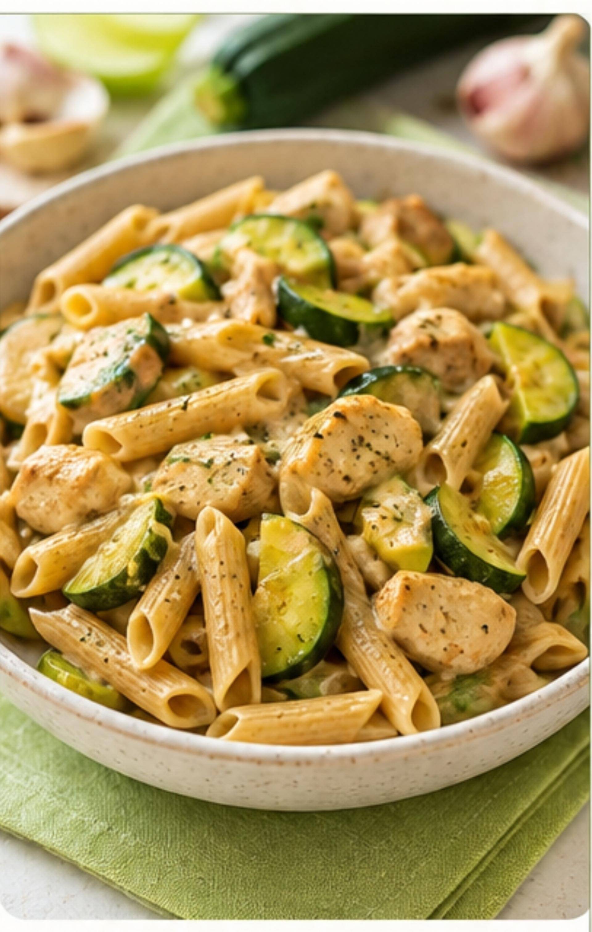 Pâtes complètes au poulet et courgettes - Recette Companion Connect XL | Moulinex