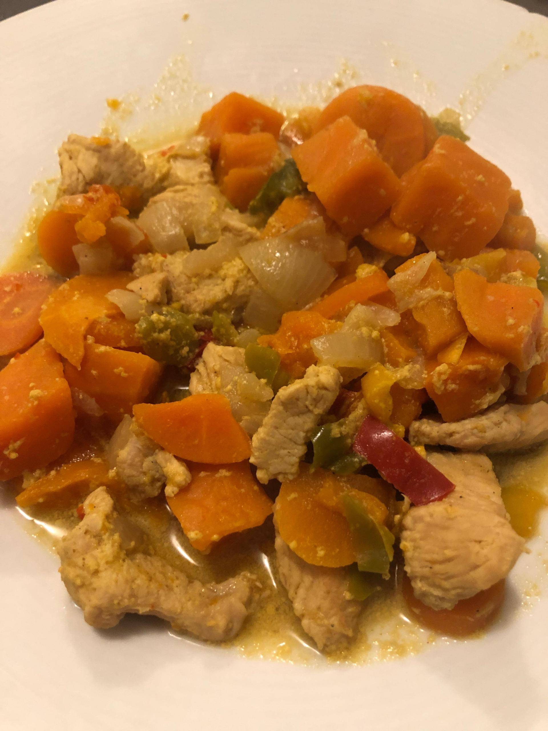 Dinde coco poivrons carottes patate douce - Recette Cookeo | Moulinex