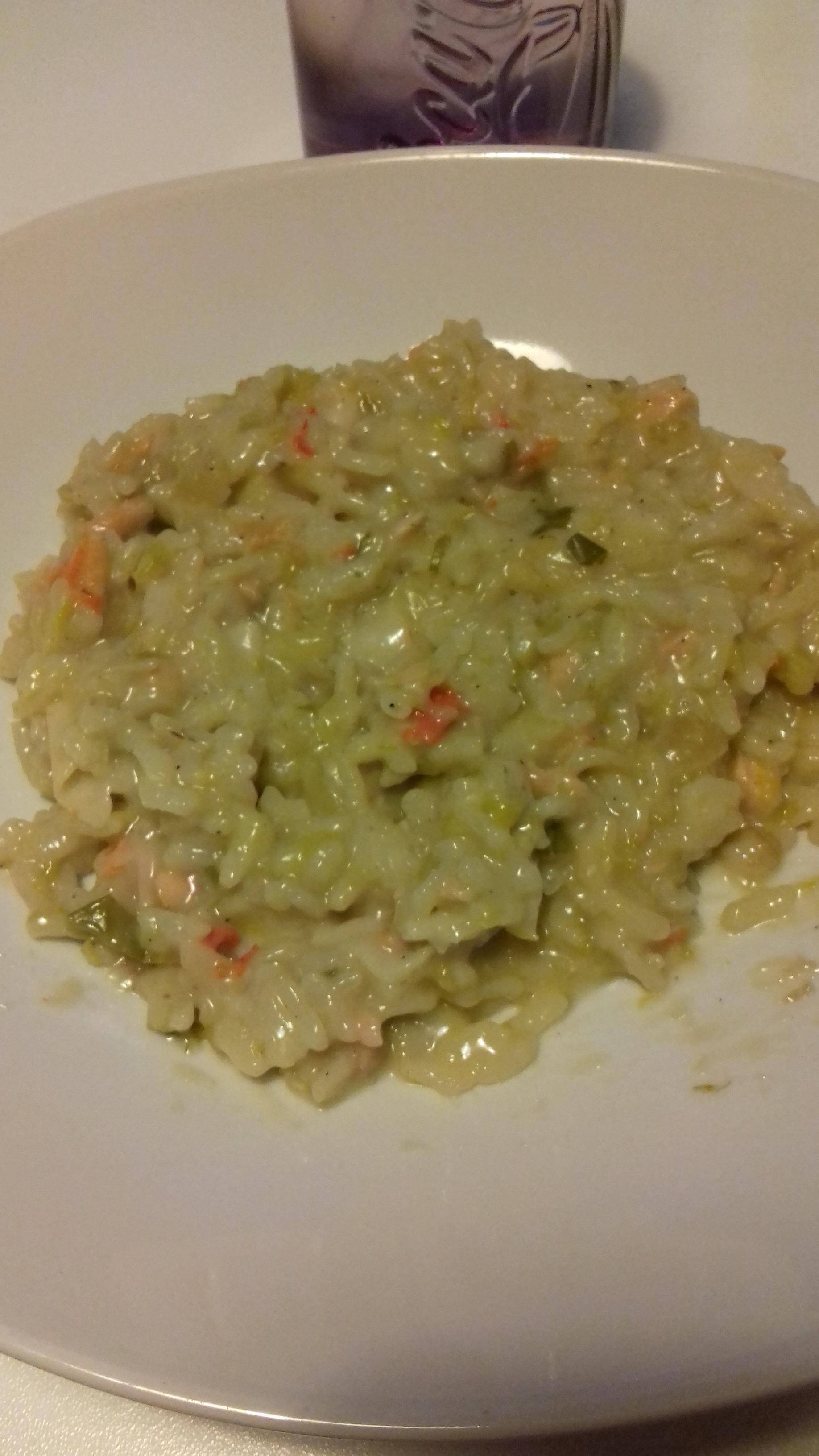 Risotto poireaux saumon suprême de crabe - Recette Cookeo | Moulinex