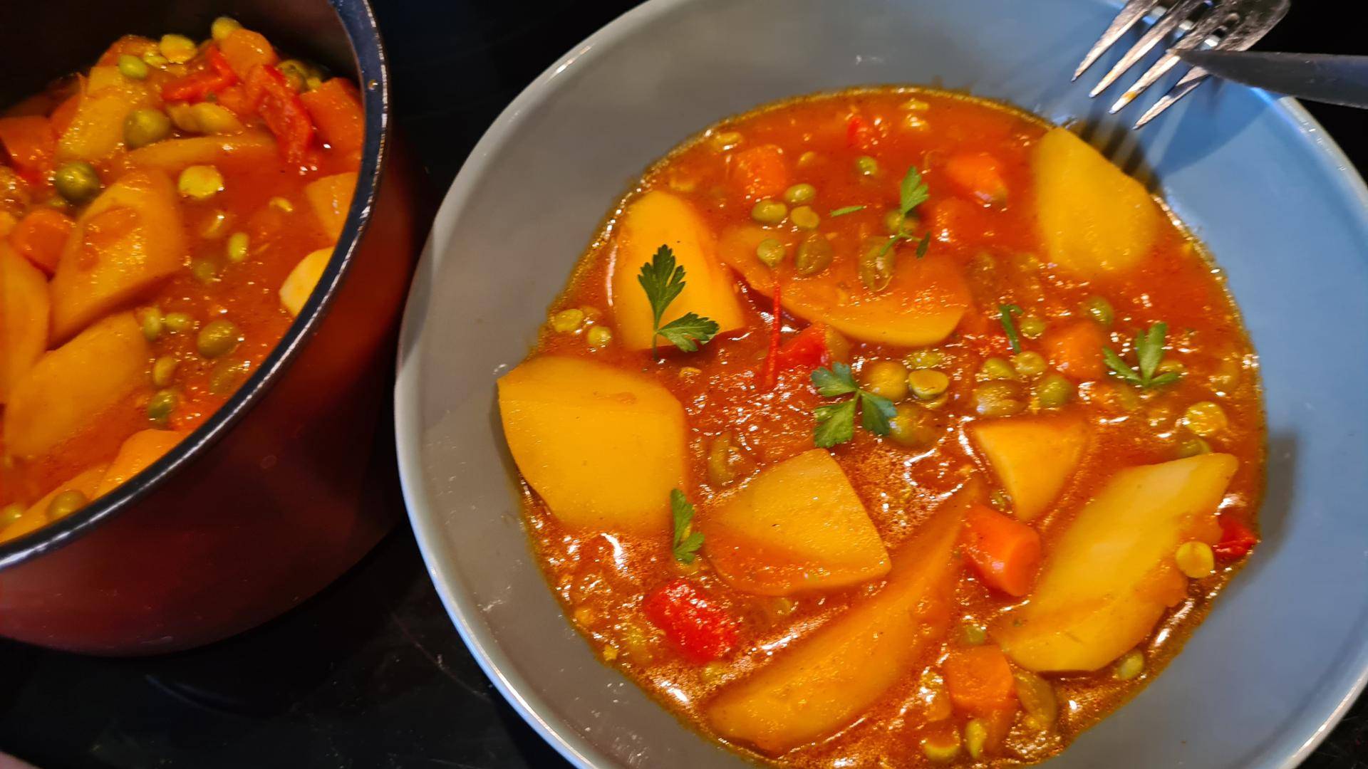 Petits pois aux carottes et pommes de terre - Recette Companion Connect XL | Moulinex