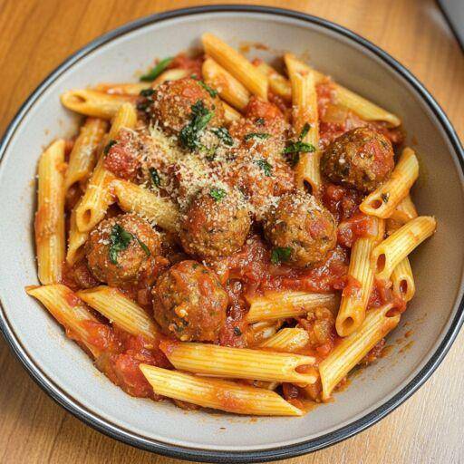 Penne à la tomate et boulettes de bœuf - Recette Cookeo | Moulinex