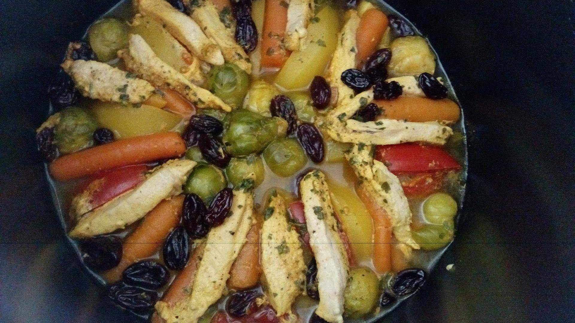 Tajine escalope pomme de terre carottes choux - Recette Cookeo | Moulinex