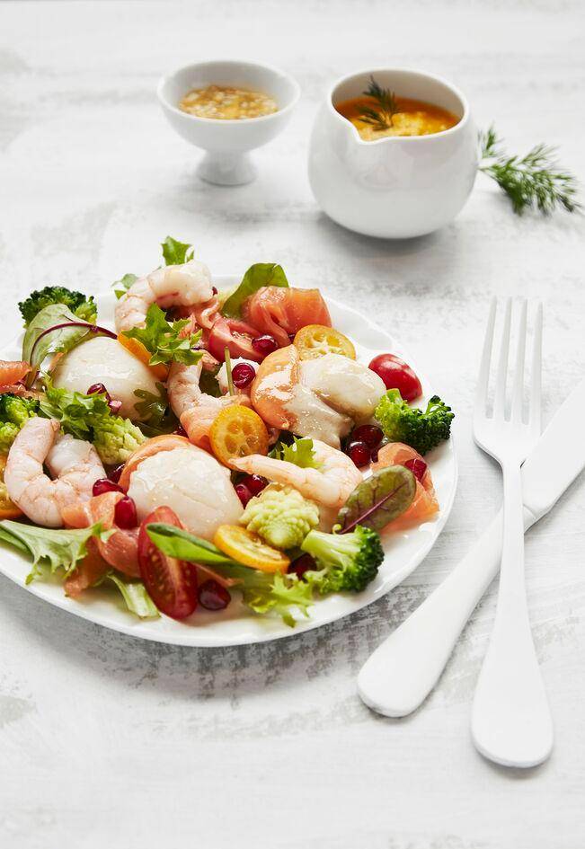 Salade de fruits de mer avec sauce fruit de la passion - Recette Perfectmix Cook | Moulinex