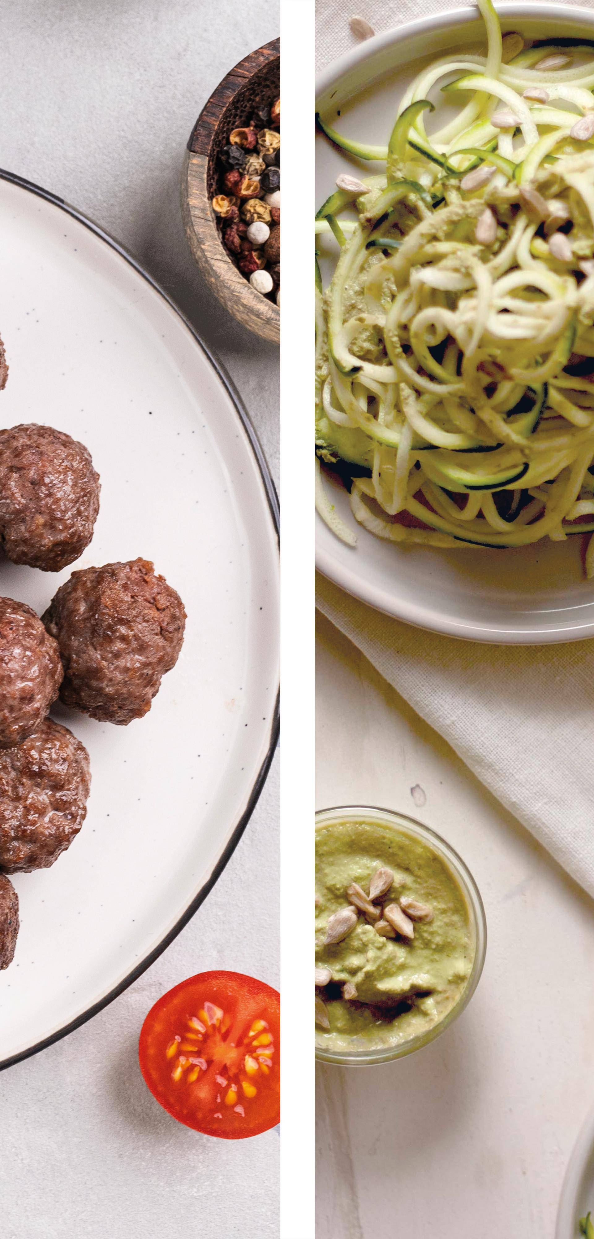 Gehaktballetjes en courgettespaghetti - Recette DUAL EASY FRY XXL | Moulinex