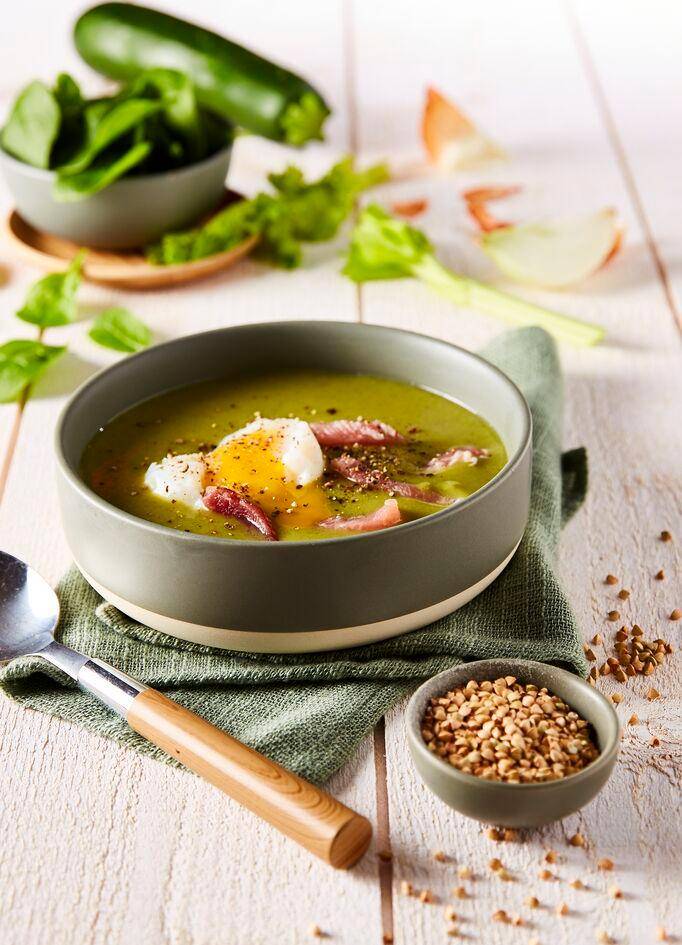 Soupe au sarrasin, épinards et œufs mollets - Recette Perfectmix Cook | Moulinex