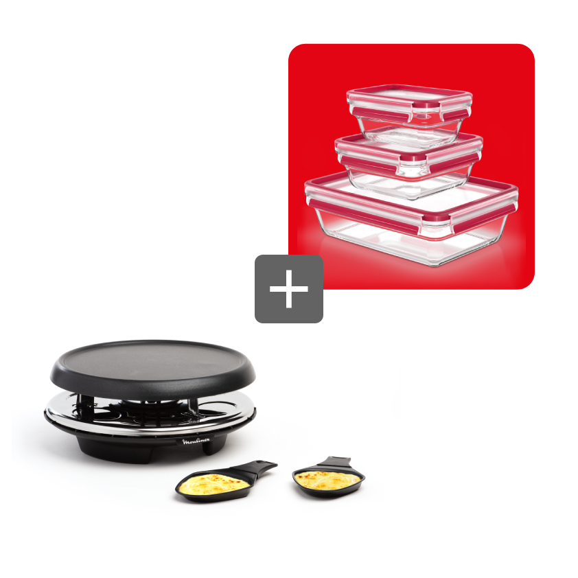 Pack Web - Raclette ACCESSIMO 3-en-1 et son set de 3 boites de conservation Masterseal