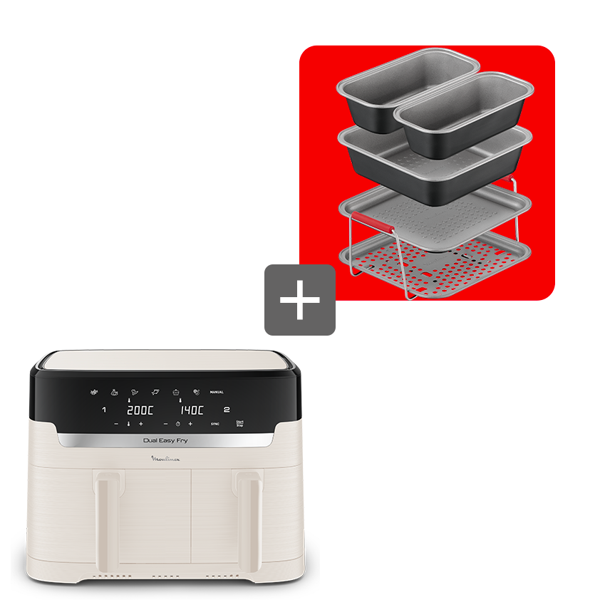 Pack Air Fry Dual XXL Famille - Easy Fry Dual 8L et 5 accessoires